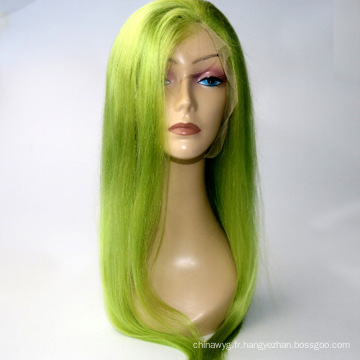 En stock perruques avant de lacet vert clair 10 &quot;-24&quot; 130% densité brésilienne cheveux remy perruque bébé cheveux